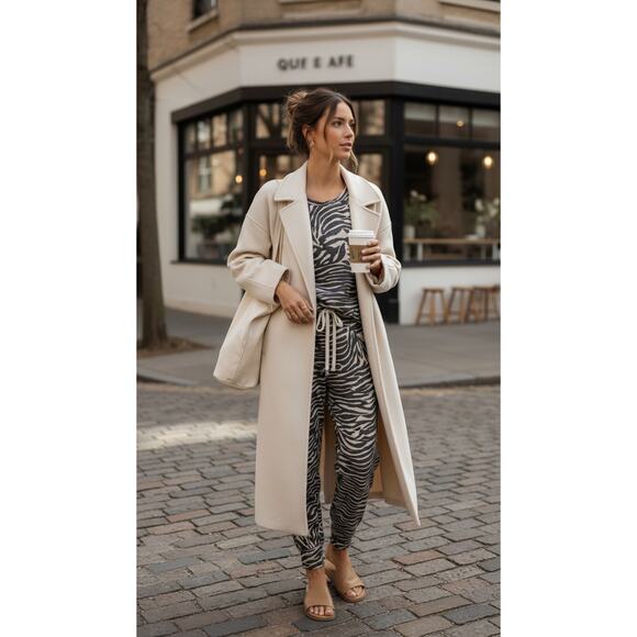 Express Zebra Print Lounge Set Top & Joggers | Cozy Animal Print | L/XL - Picture 5 of 16